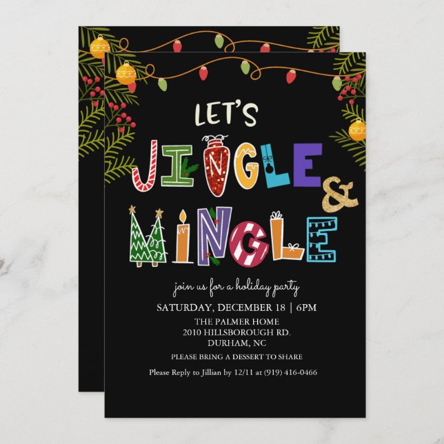 Convite de Férias Jingle e Mingle (Frente/Verso)