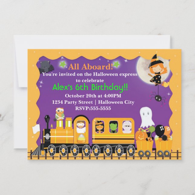 Convite de Festa à Fantasia Infantil de Trem Diver (Frente)