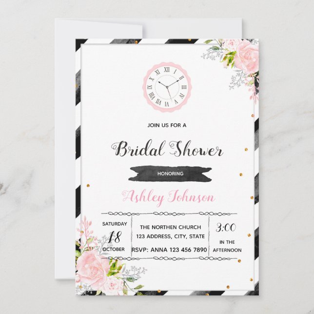 Convite de festa ao redor do relógio (Frente)