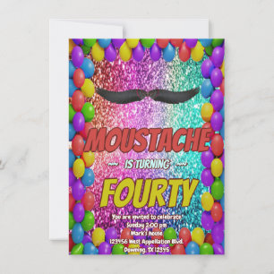 Convite de Festa Bigode Cabelo Facial Hipster Stac
