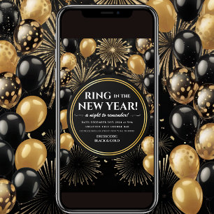 Convite de Festa Black Gold para Receber o Ano Nov