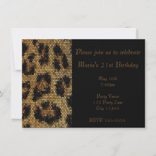 Convite de Festa Brilho Impressão Leopardo Guepard