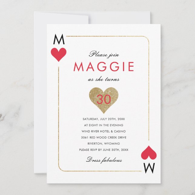 Convite de Festa Casino Night (Frente)