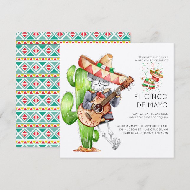 Convite de Festa Cinco de Mayo (Frente/Verso)