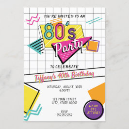 Convite de Festa Colorida dos Anos 80