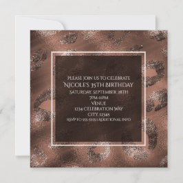 Convite de festa com estampa de leopardo em bronze