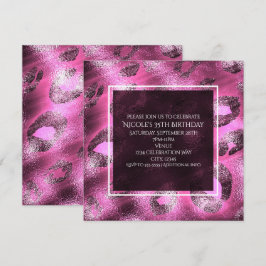 Convite de Festa com Estampa de Leopardo Rosa Glam