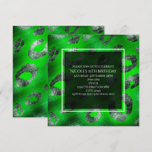 Convite de festa com estampa de leopardo verde lim