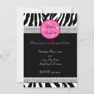 Convite de Festa com Estampa de Zebra Brilho para