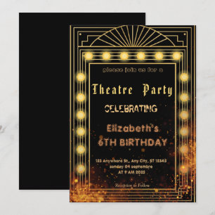 Convite de festa com letreiro de teatro – Convite