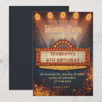 Convite de festa com letreiro de teatro – Convite