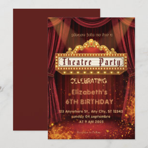 Convite de festa com letreiro de teatro – Convite