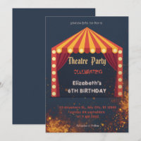 Convite de festa com letreiro de teatro – Convite