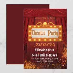 Convite de festa com letreiro de teatro – Convite