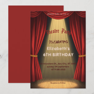 Convite de festa com letreiro de teatro – Convite