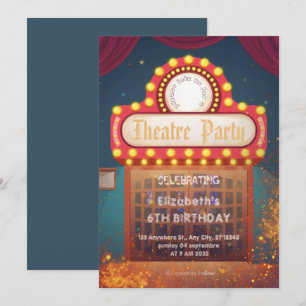 Convite de festa com letreiro de teatro – Convite