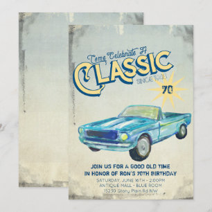 Convite de festa com pôster de garagem vintage