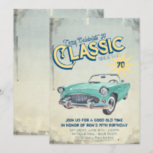 Convite de festa com pôster de garagem vintage