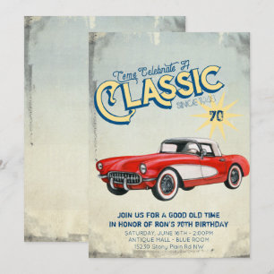 Convite de festa com pôster de garagem vintage