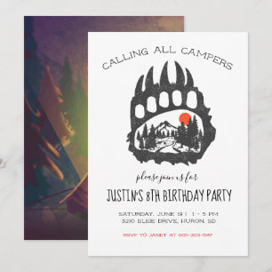 Convite de Festa com Tema de Acampamento
