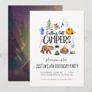 Convite de Festa com Tema de Acampamento