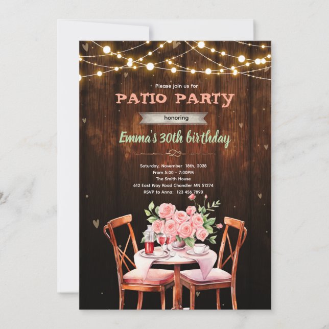 convite de festa com tema de pátio (Frente)