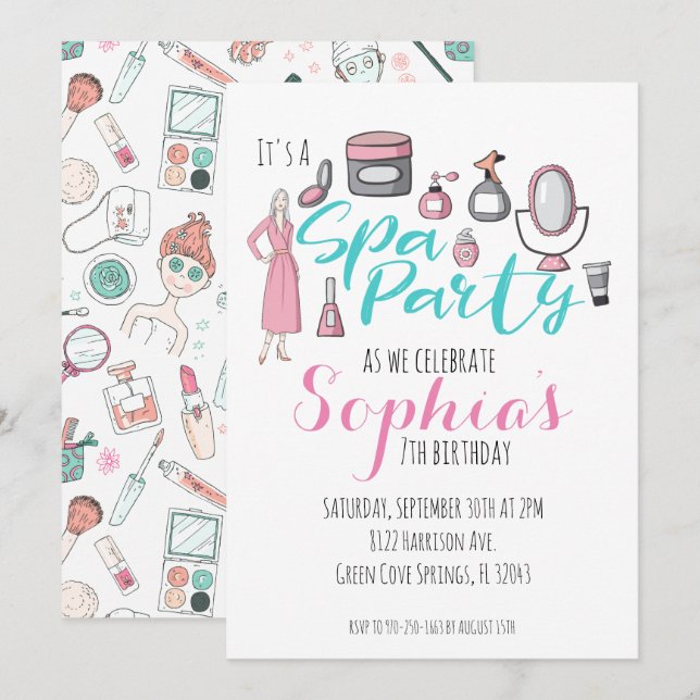 Convite de Festa com Tema de Spa (Frente/Verso)