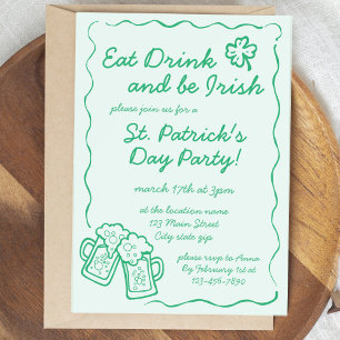 Convite de Festa Coma, Beba e Seja Irlandês