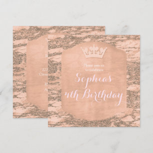 Convite de Festa Coroa de Princesa Rosa Dourado