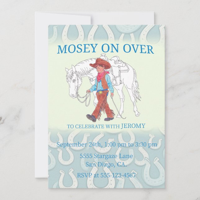 Convite de Festa Cowboy e Cavalo (Frente)