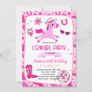 convite de festa cowgirl Pink Pony