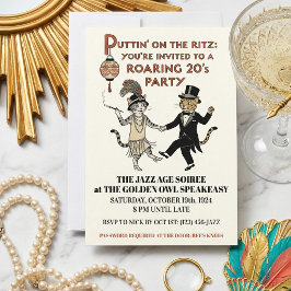 Convite de Festa da Era do Jazz dos Anos 20 Rugind