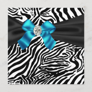 Convite de Festa da Zebra Azul Turquesa