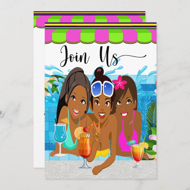 Convite de Festa Damas saindo para se divertir (Frente/Verso)