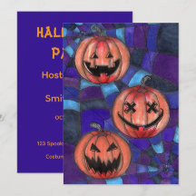 Convite de Festa de Abóbora Teia de Aranha Hallowe