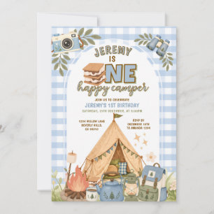 Convite de Festa de Acampamento Blue S'mores para