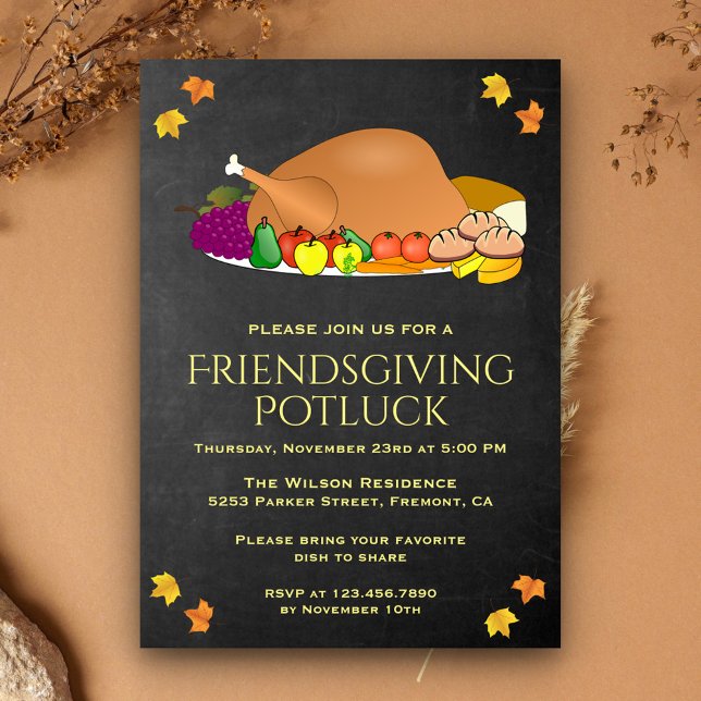 Convite de Festa de Ação de Graças Potluck em Quad (Criador carregado)