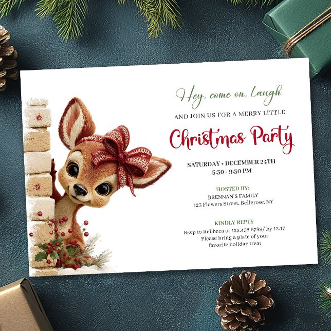 Convite de festa de água-forte de desenho animado  (Unique Baby Fawn Cute Cartoon Watercolor Party Invitation

)