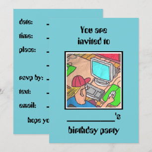 Convite de festa de aniversário #computer por dal