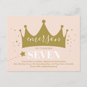 Convite de festa de aniversário coroa de princesa 