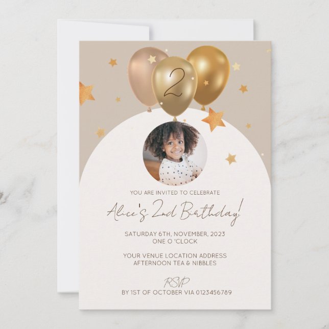 Convite de festa de aniversário da criança com fot (Frente)