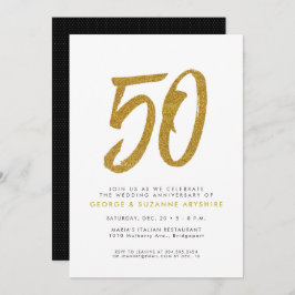 Convite de festa de aniversário de 50 anos dourado
