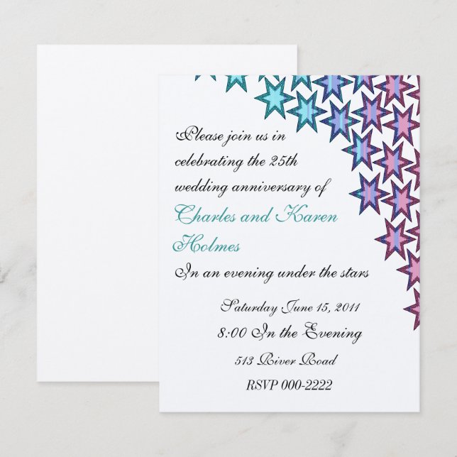 Convite de Festa de Aniversário de Casamento Elega (Frente/Verso)