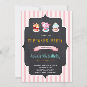 Convite de festa de aniversário de donuts de cupca