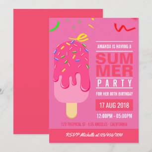 convite de festa de aniversário de menina de verão