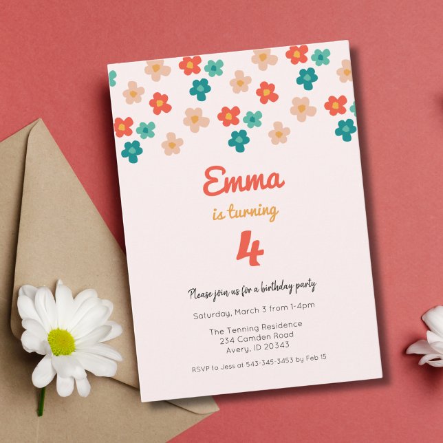 Convite de Festa de aniversario de meninas Rosa pa (Criador carregado)