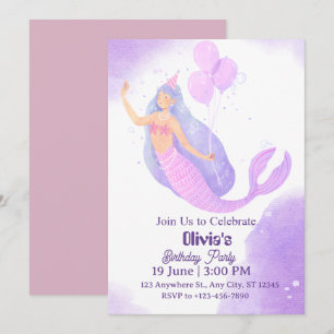 convite de festa de aniversário de sereia para men