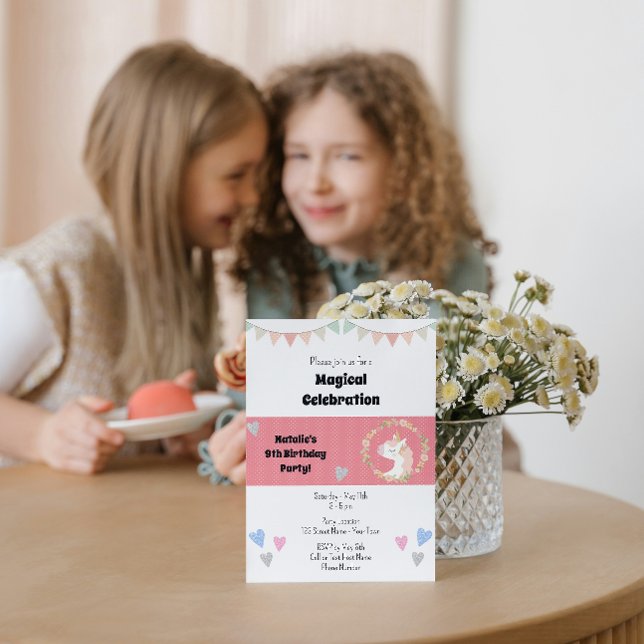 Convite de Festa de Aniversário de Unicórnio Fofo (Criador carregado)