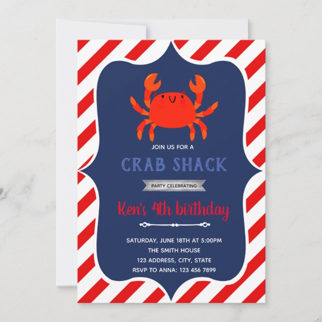 Convite de festa de aniversário do crab shack (Frente)