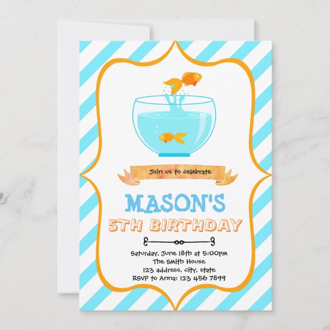 Convite de festa de aniversário do peixe dourado (Frente)
